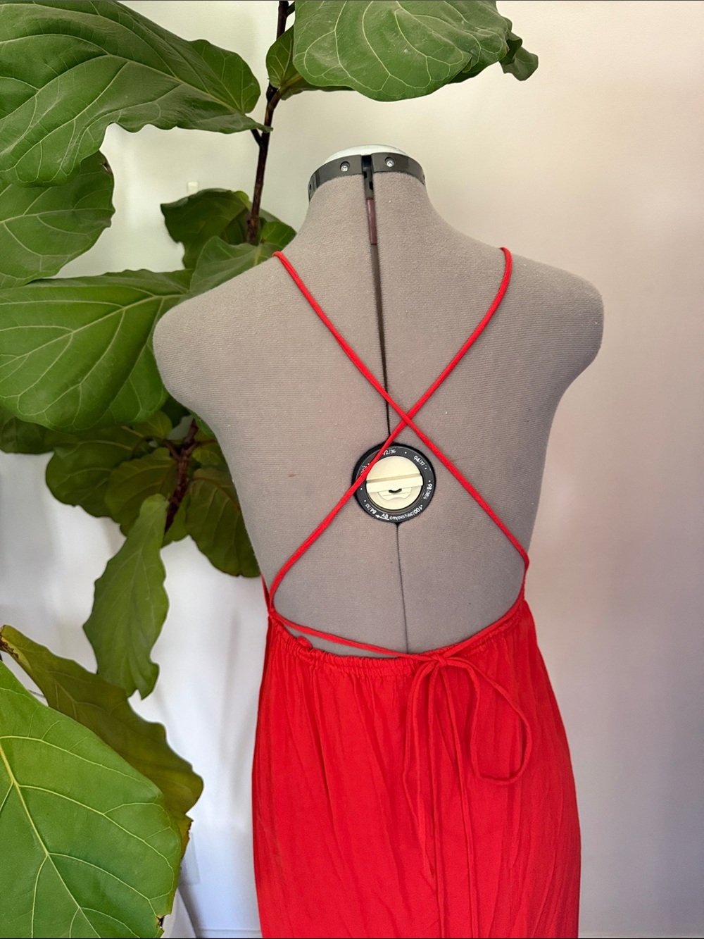 Indah Red Maxi Dress with Deep V Neck - Picture 2 of 4